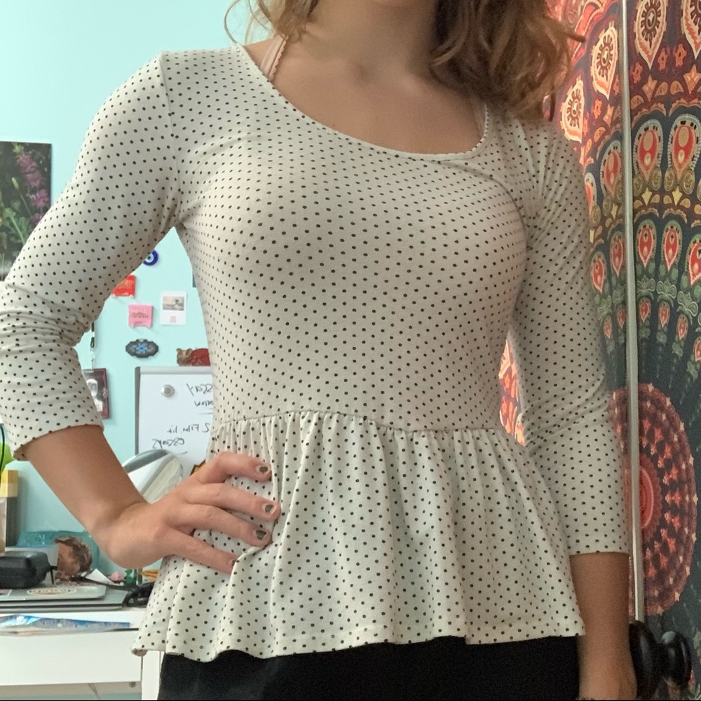 Polka dot flowy top